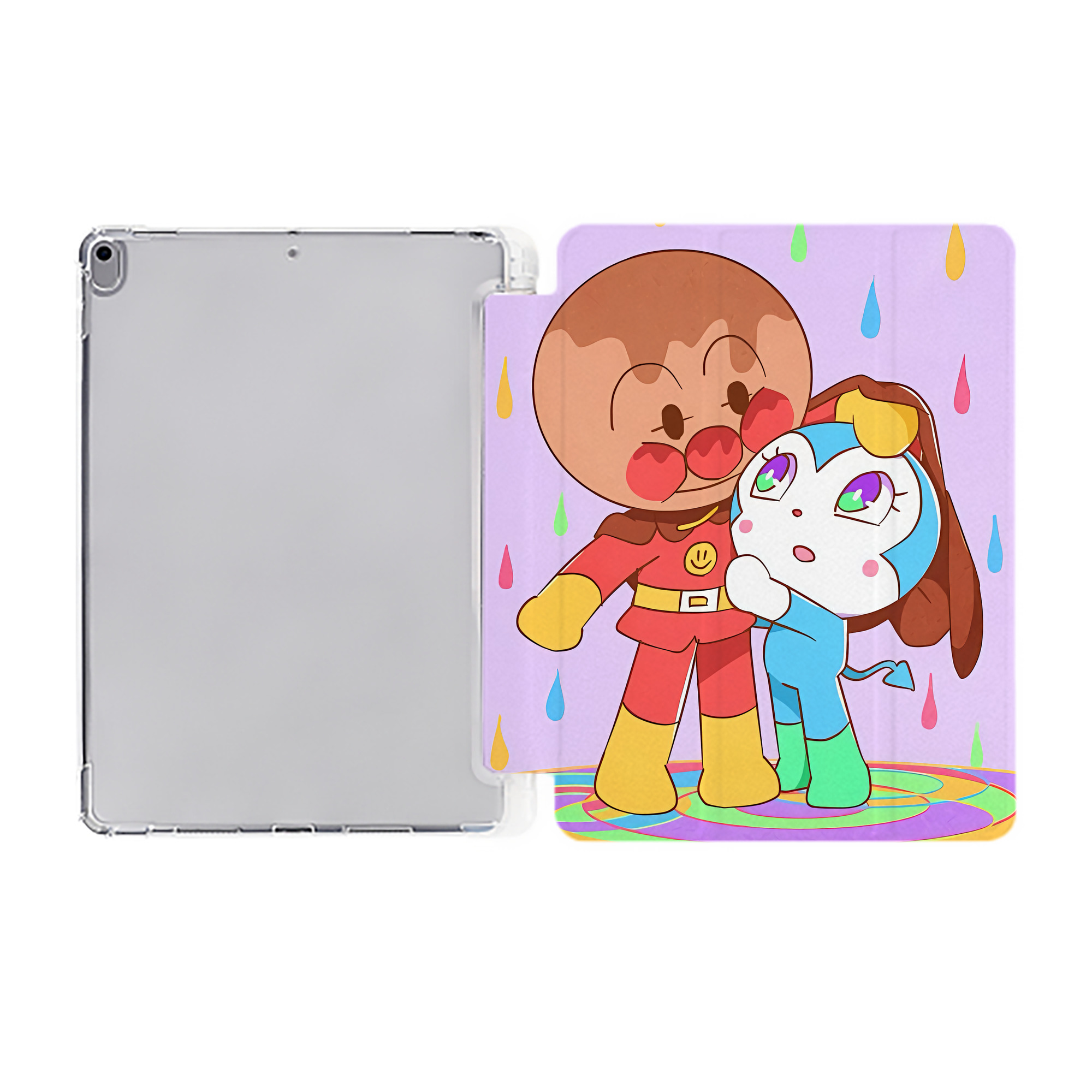 （画像用） アンパンマン Anpanman IPad ケース ペン収納付き 三つ折りスタンド PUレザー×シリコン 対応機種9.5/10.5/10.9インチ